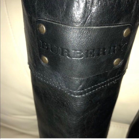 Burberry Black Leather Riding Boots 9M EUC - Picture 6 of 8